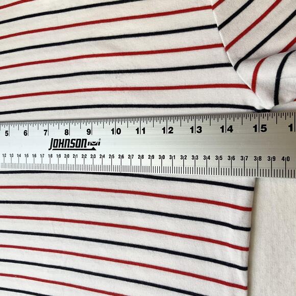 A New Day Women Shirt X-SMALL White Striped Crew Neck Pullover Short Sleeve - Picture 5 of 8